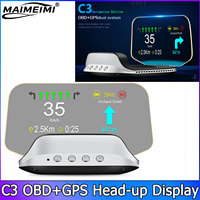 QC Navigation Projection C3 Car OBD2+GPS HUD Speedometer Water Temperature Voltage Clock RPM Overspeed Alarm Head-Up Display 