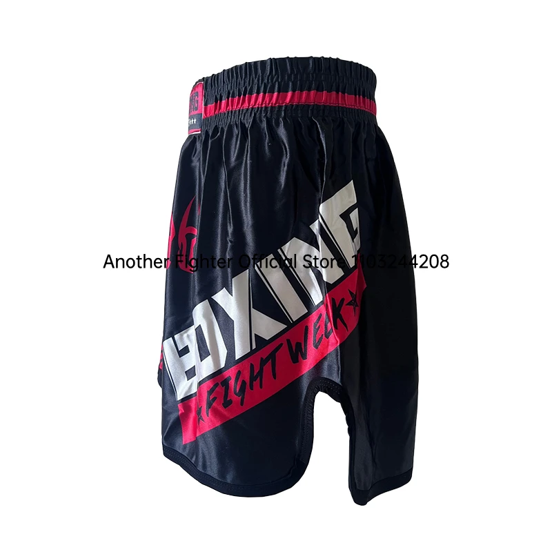 Pantalones cortos de boxeo tailandés de satén Muay Thai para hombres, mujeres y niños, negro, rojo, Sanda, artes marciales, ropa de MMA, pantalones de Kickboxing de lucha en jaula