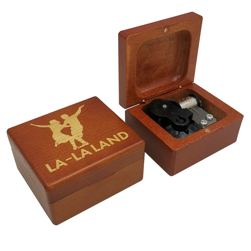 Movie Theme Song《La La Land》Redwood Solid Wood Square Music Box Home Decoration Ornaments Holiday Gifts For Friends
