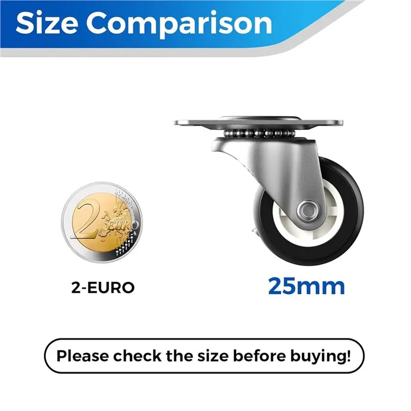 AAAN-Pack Of 28 Swivel Castors With Brakes 25Mm Furniture Castors Small Load Capacity 112 Kg Transport Castors 360 Degree
