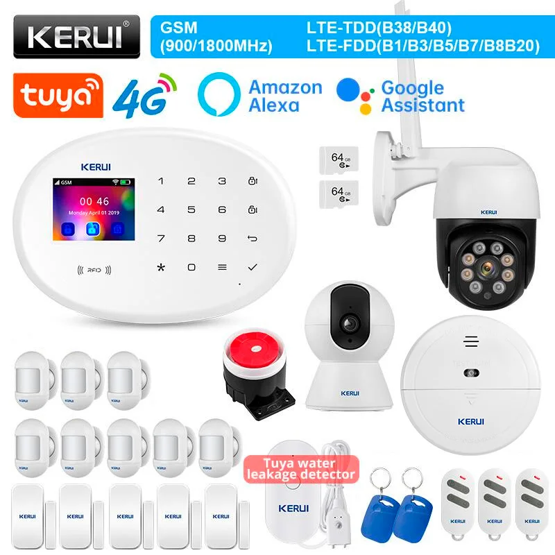 

KERUI Smart Home Kit W204 4G WIFI GSM Tuya Smart House Support Alexa Motion Sensor Door Sensor