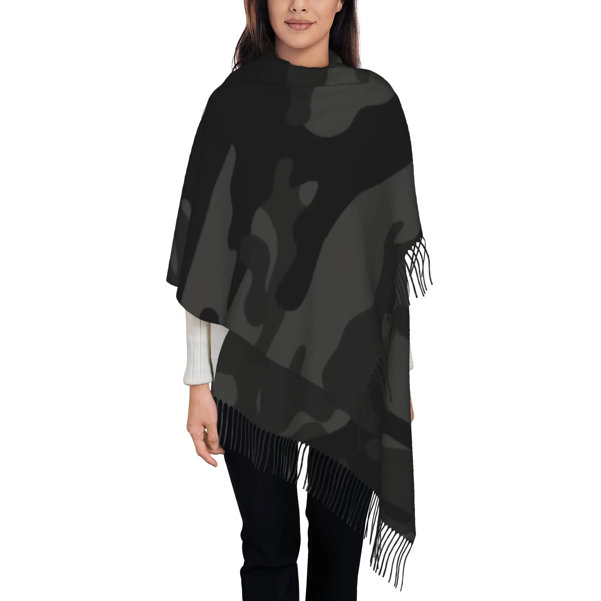 

Custom Printed Black camouflage pattern Scarf Men Women Winter Fall Warm Scarves Shawl Wrap