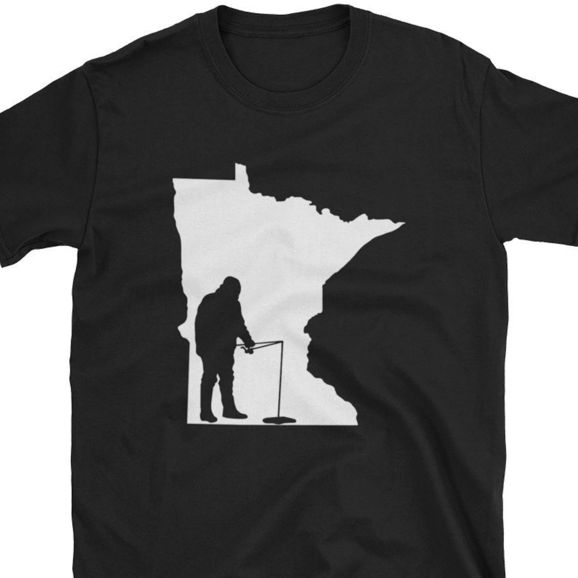 Minnesota Ice Fishing T Shirt Fisher Fish