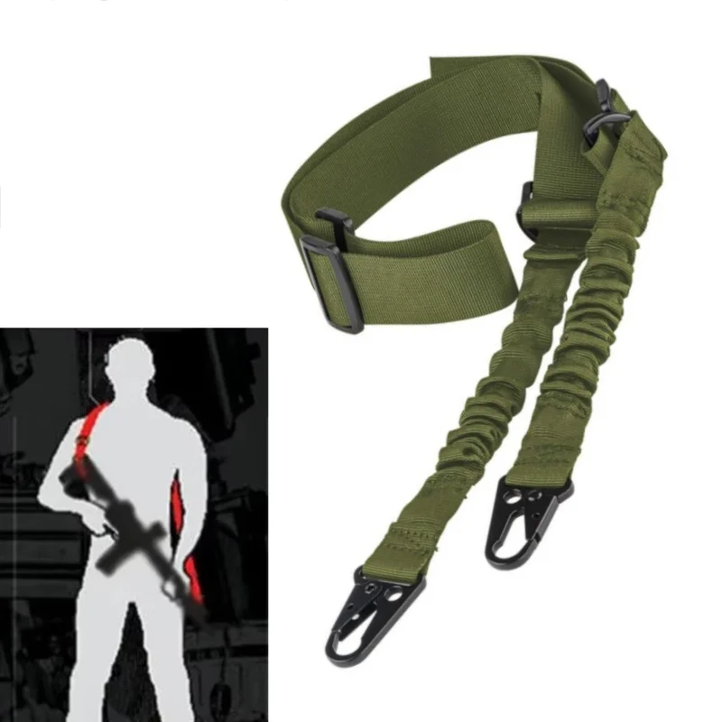 Tactical Two Points Sling Bungee Shoulder Strap Durable Nylon Belt High Quality Heavy Duty Sling for Outdoor Sports Accessories