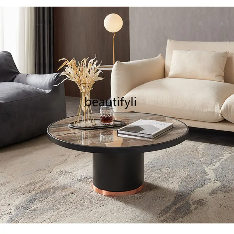 

yj Modern Simple Coffee Table Living Room round Tea Table Italian Light Luxury Creative Furniture