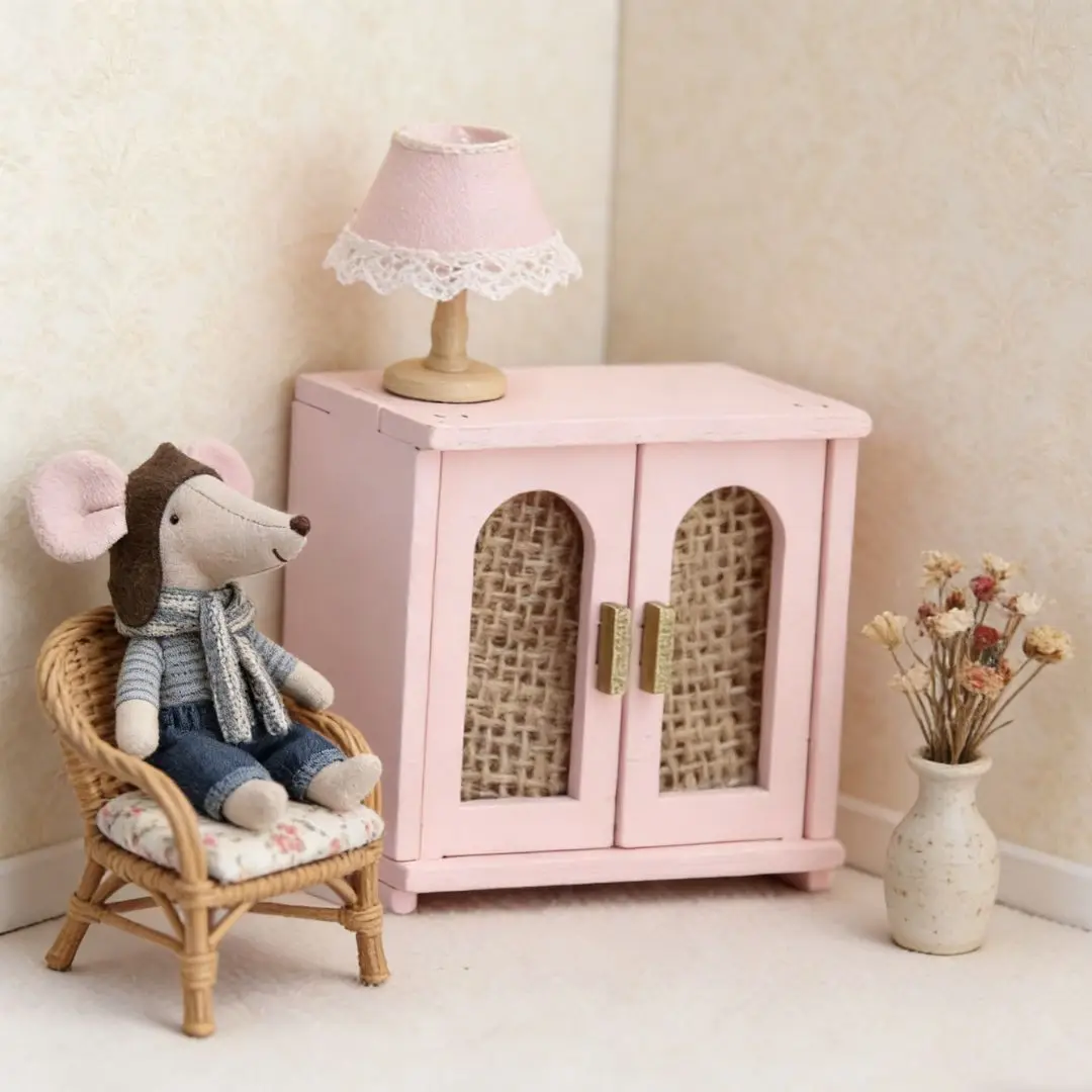 Miniature Wooden Cabinet Dollhouse Furniture 1/12 Scale Storage Display Show Case for BJD ob11 Doll Accessories Room Decor