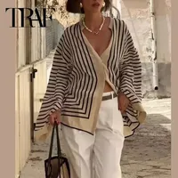 New Striped Louse Woman Fashion Modern Women's Long Blouses Loose Long Sleeve Blouses For Women 2025 Streetwear Summer Top