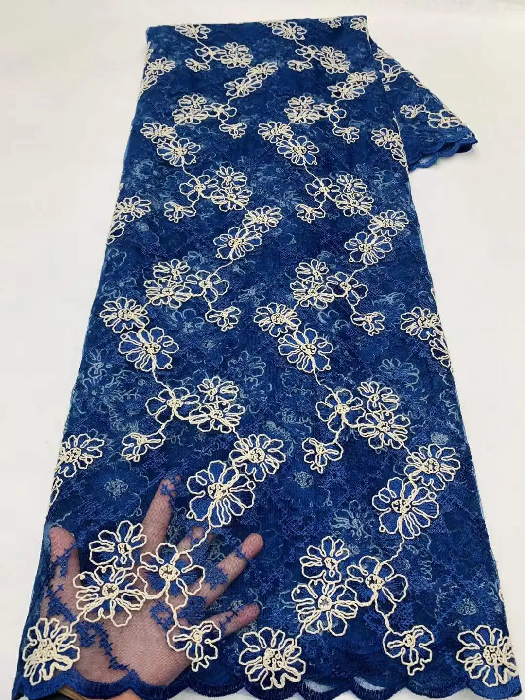   5 ياردة نسيج الدانتيل الأفريقي 2025 جودة عالية الفرنسية شبكة تول التطريز الزفاف مادة الدانتيل الزفاف