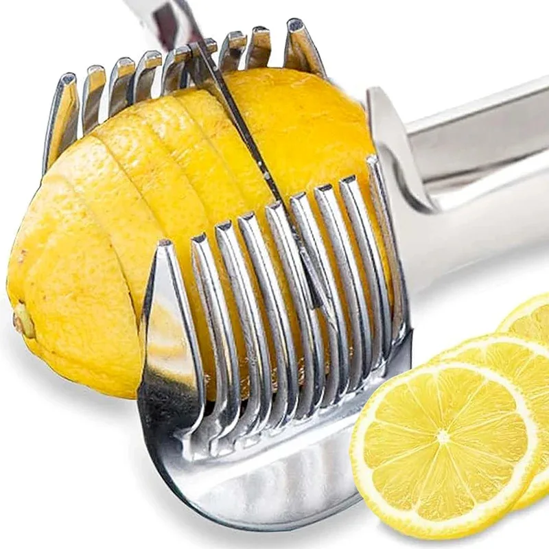Multifunctional Lemon Slicer Clamp Aluminum Alloy Fruits Orange Tomato Onion Hand Clip Slicing Cutting Tool Kitchen Accessories