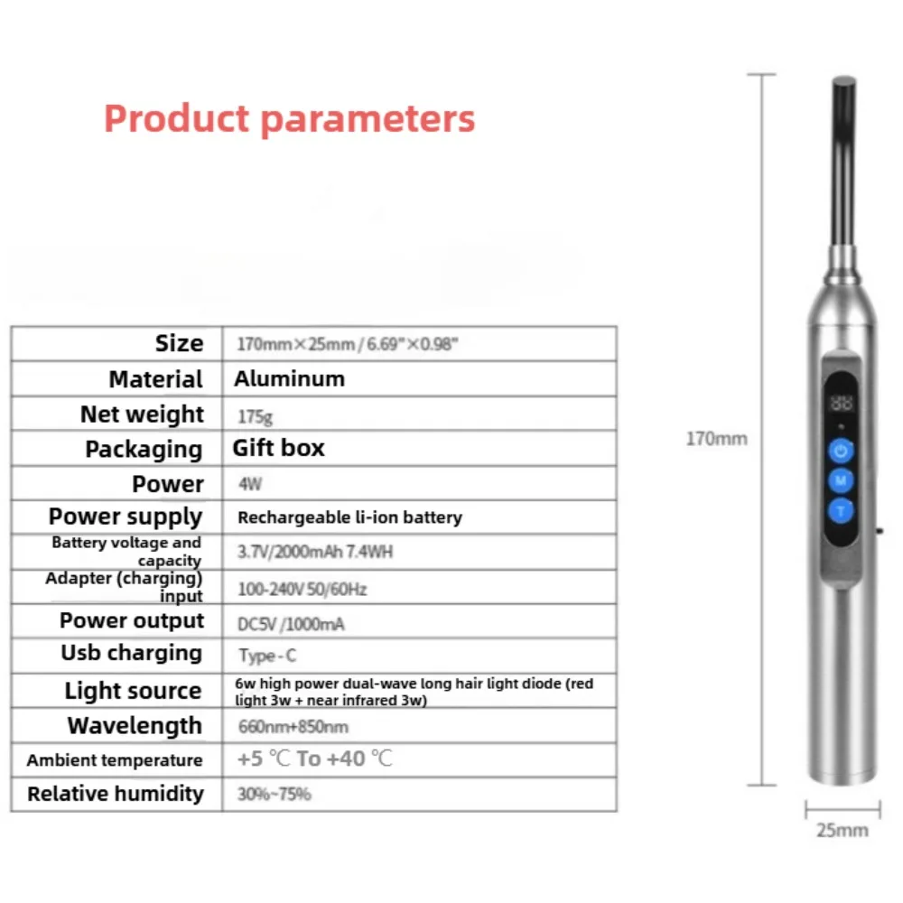 Red Light Therapy Torch for Cold Sore Treatment Infrared LED Wand with Targeted Tip for Fast Relief, Healing, Rechargeable