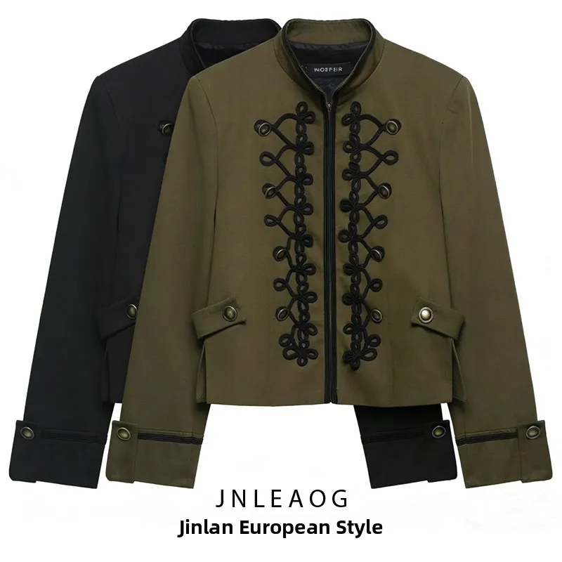 Fashionable Shoulder Pad Rope Knot Suit Jacket Women's Spring New Style JNLEAOG 2425688 Polyester Long Sleeve Short Coat