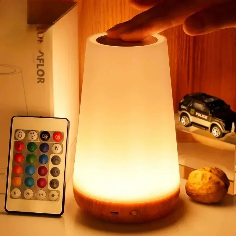 

RGB-подсветка с 13-цветными режимами — лампа с дистанционным управлением и сенсорной регулируемой яркостью, портативная настольная и прикроватная лампа, ночник с перезаряжаемым через USB