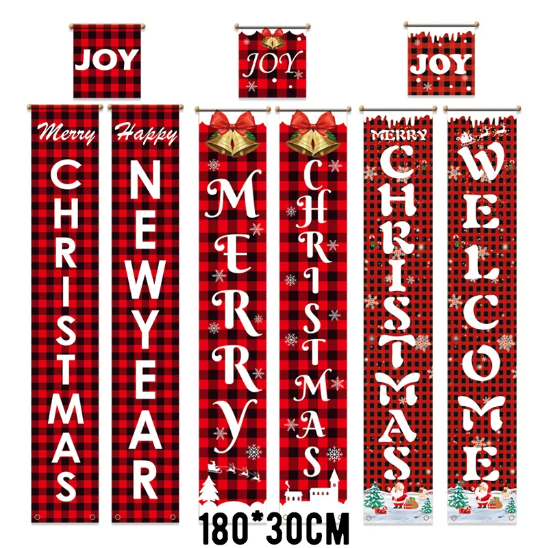 Nuovo Buon Natale Porta Banner Decorazione 2024 Decorazioni di Natale per la casa Natale Appeso Ornamenti Navidad Noel Regali Capodanno