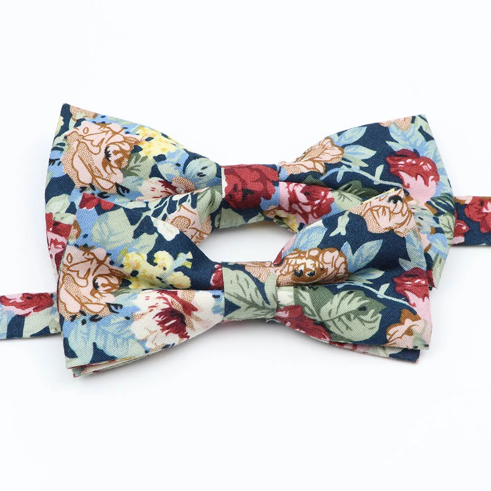 Colorful Floral Parent-Child Bow Ties Fashion Cotton Print Bowtie For Men Kids Wedding Party Dress Suits Butterfly Cravats Gift