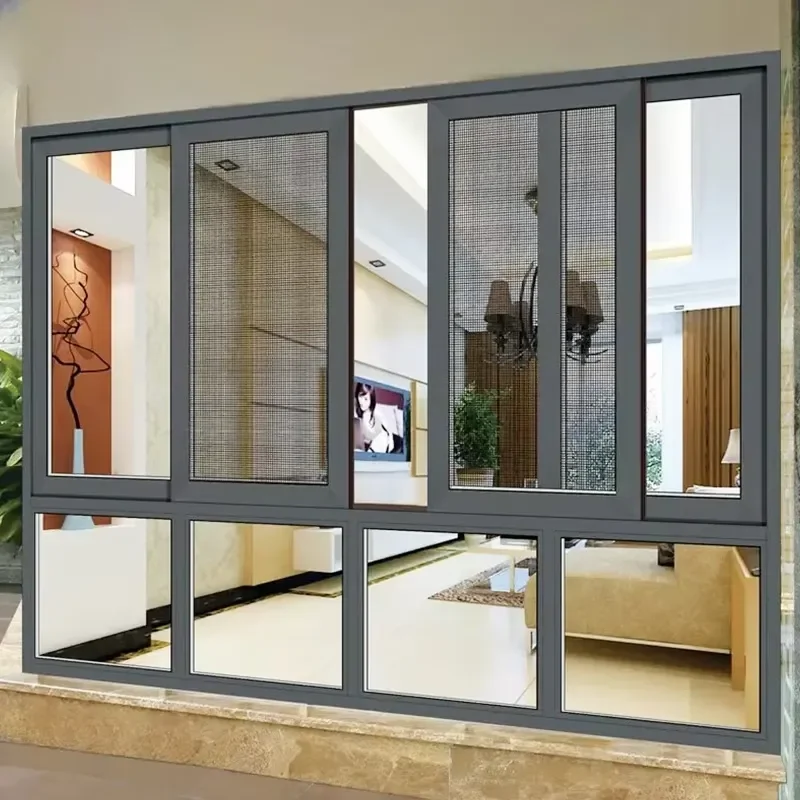 Customized Modern Design Aluminum Alloy Vertical Sliding Glass Windows Stainless Steel Windproof Feature for Bedroom