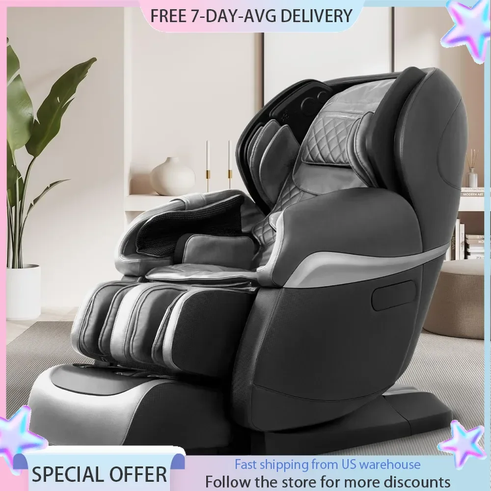 Black Massage Chair Multi-Angle 4D Massage, Space Saving, Heating Foot Roller,Voice Recognition, High Intensity Fullbody Airbag