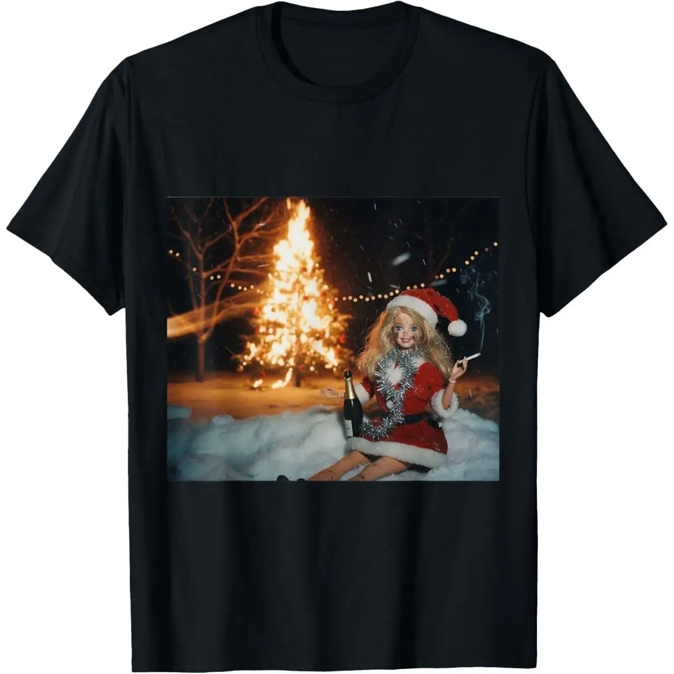 American Cleanfit Funny Anti Routine Christmas Doll Graphic T-Shirt, Subculture Style Summer Pure Cotton Short Sleeve Tee Unisex
