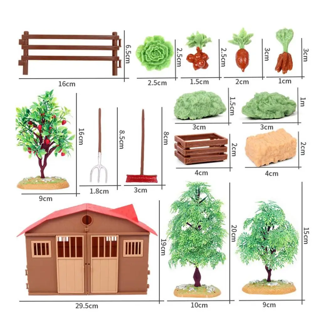 

Crafts Farm Miniatures Plastic House Fence Educational Playset