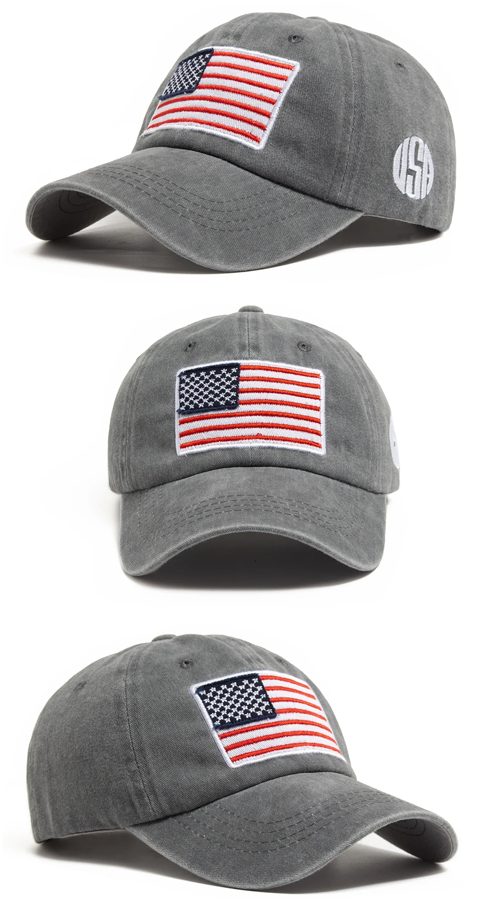 USA Flagge Herren Baseball Cap Retro Stickerei gewaschene Baumwolle Papa Hüte Mode Frauen Hip Hop Caps Sommer Outdoor Sonnenblende Hut – Detail 8