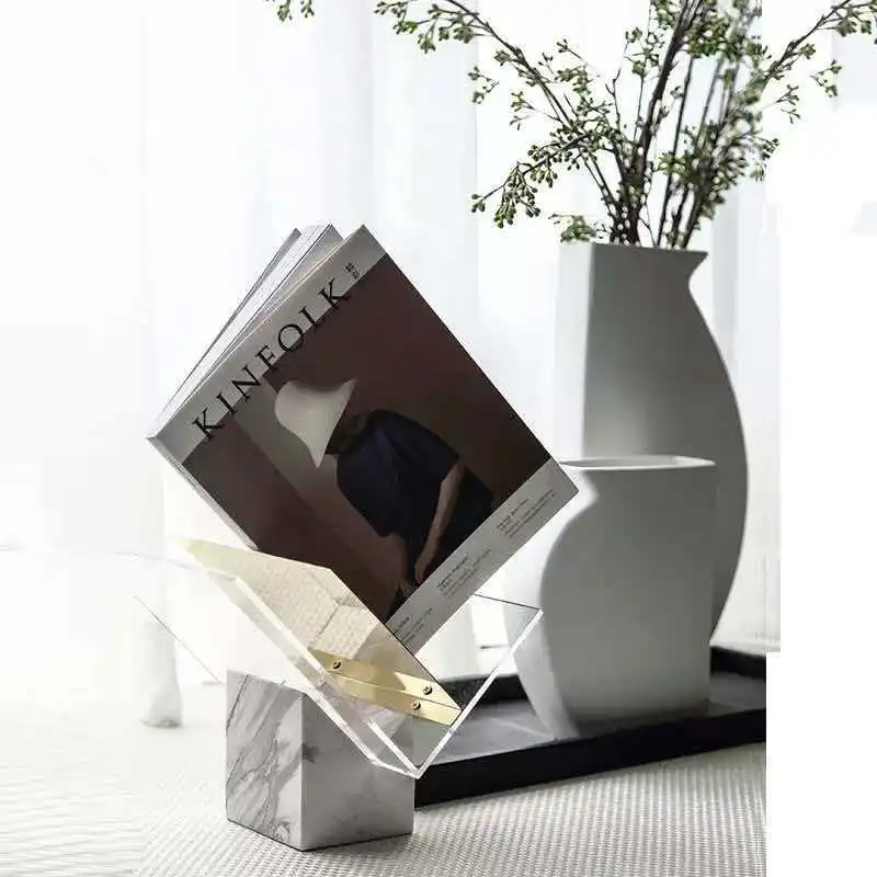 Splicing acrylic open bookshelf reading display stand art textbook magazine stand stone modern simplicity