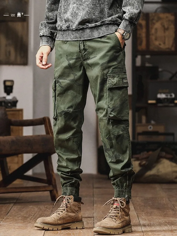 

American Sle Loose Fit Pure Cotton Casual Pants for Men Spring Autumn Camouflage Workwear Trousers Faionable Urban Sle