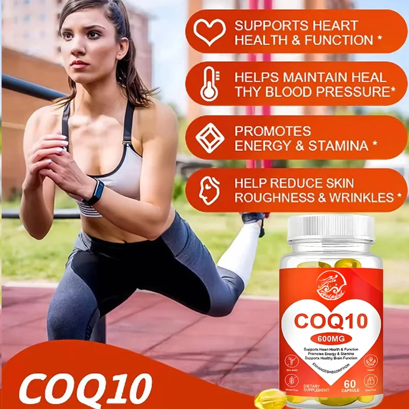 Coenzyme Q10 600mg high absorption, 60 vegetarian capsules, non GMO heart dietary supplement