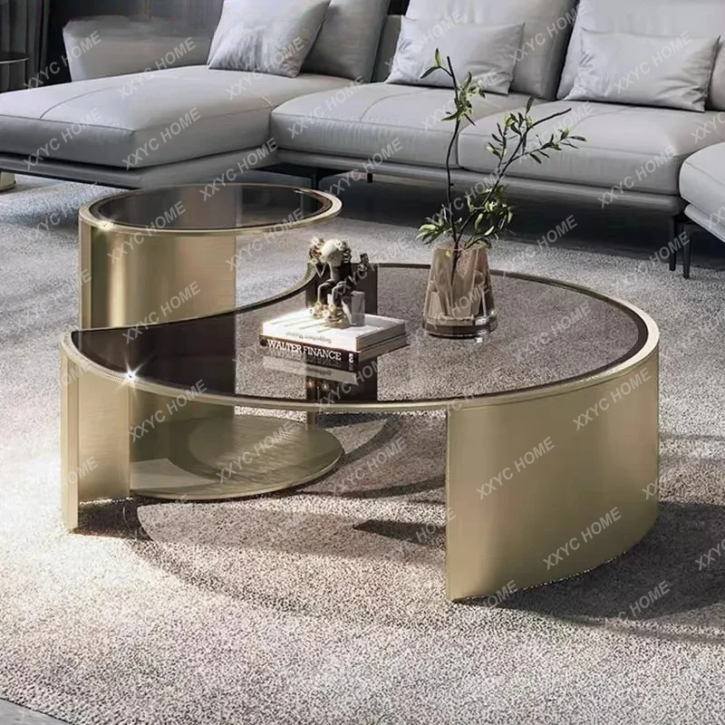 

Современный простой стеклянный журнальный столик в кремовом стиле для небольшой квартиры