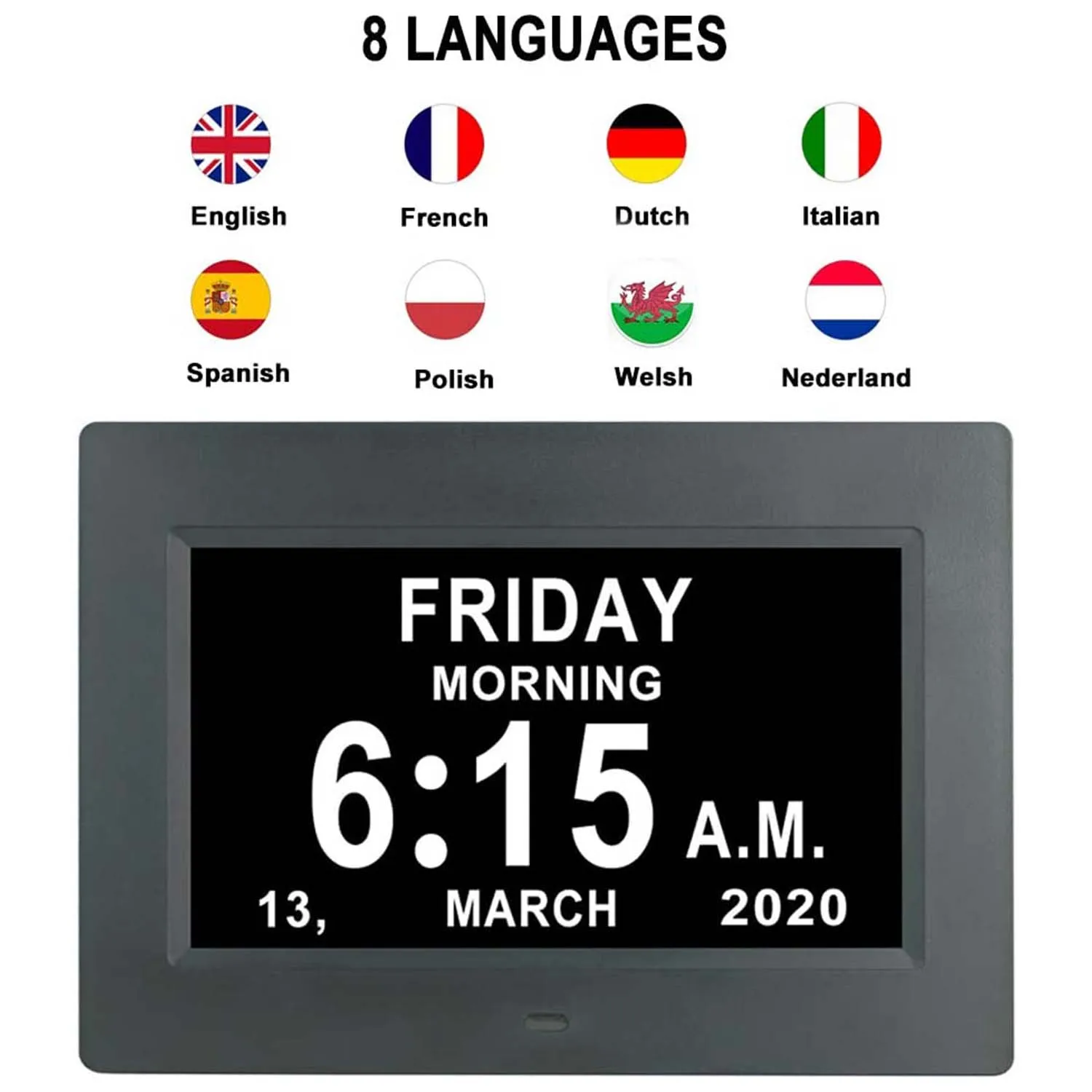 Free Shipping 7Inch Digital Clock Calendar Day Home Decor for Adolescent Elderly Dementia Vision Impairment Support Night