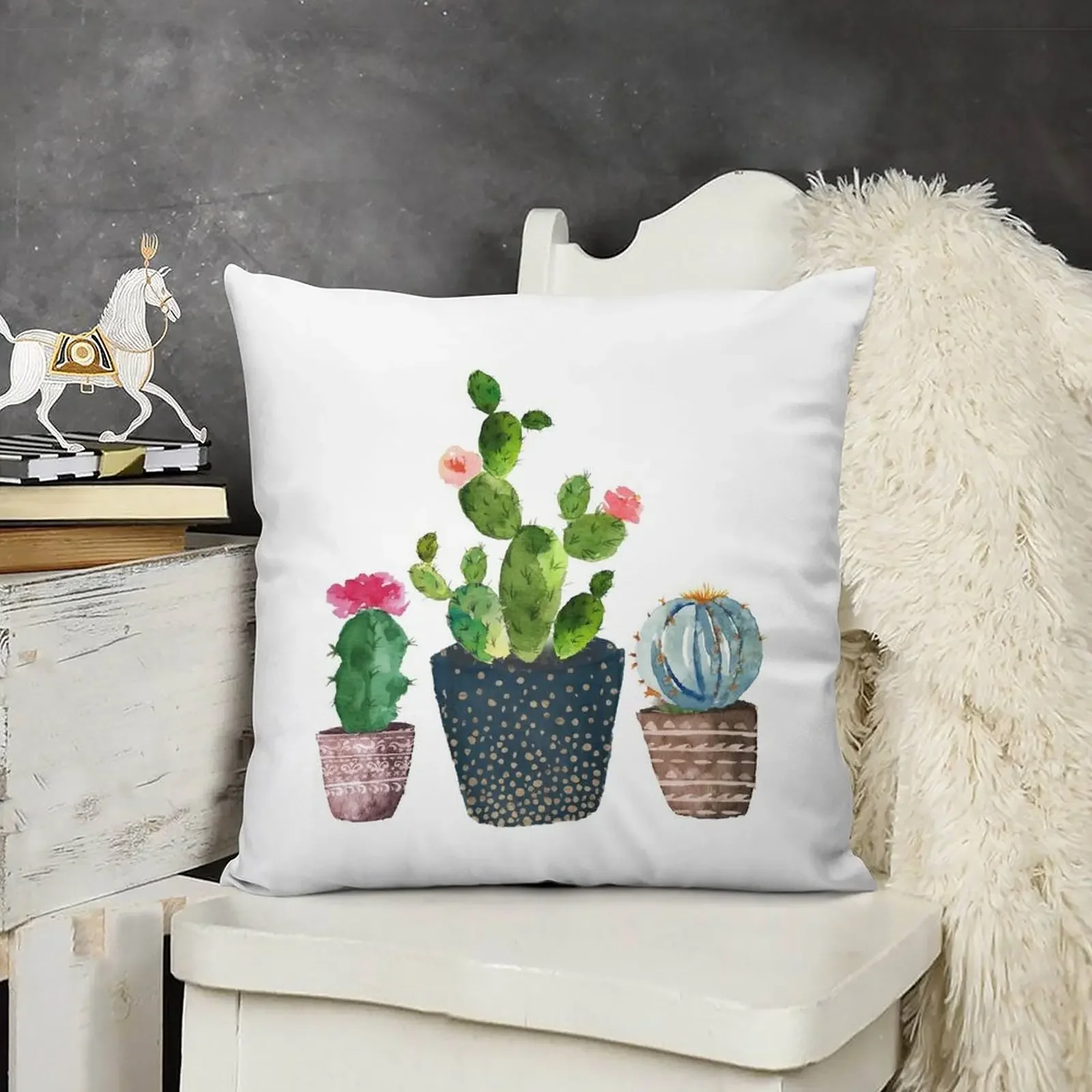 

Watercolor hand painted Cactus trio Throw Pillow Pillows Aesthetic pillow