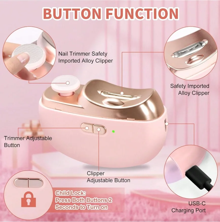 Electric Nail Clippers, Nail Polishers, Portable Nail Clippers, Children's anti Pinch Electric Nail Clippers, Nail Grinders view 3