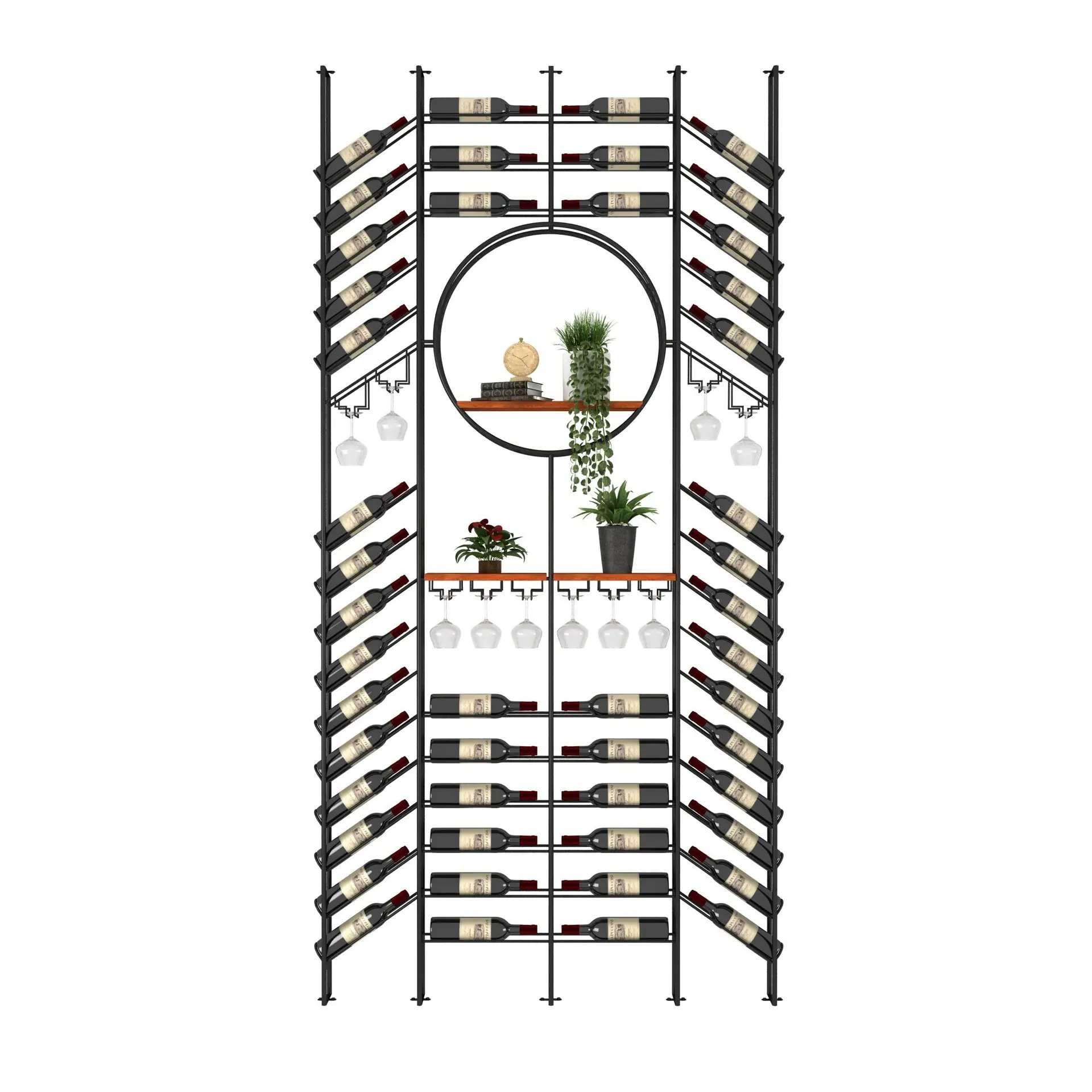 Industrial Style Wrought Iron Wine Rack Bar Decorative Screen Music Theme Metal Wine Bottle Holder Organizer
