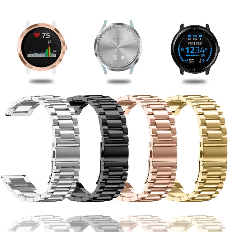 Pulseira de relógio em aço inoxidável, bracelete em metal, Garmin Venu 2, Bracelete inteligente 2S Plus, Garmin Vivoactive 3, 4, 4S, 18mm, 20mm, 22mm