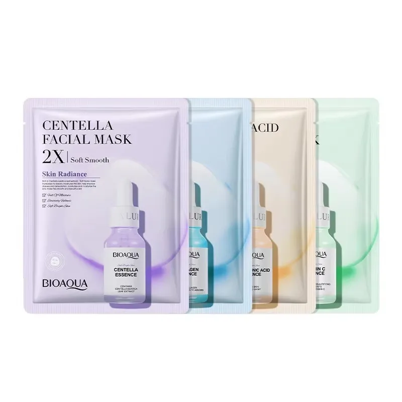 12pcs Centella Collagen Face VC Moisturizing Refreshing แผ่นหน้ากาก Hyaluronic Acid Facial Mask Skin Care ผลิตภัณฑ์ 4in1Wet ผ้าเช็ดทําความสะอาด