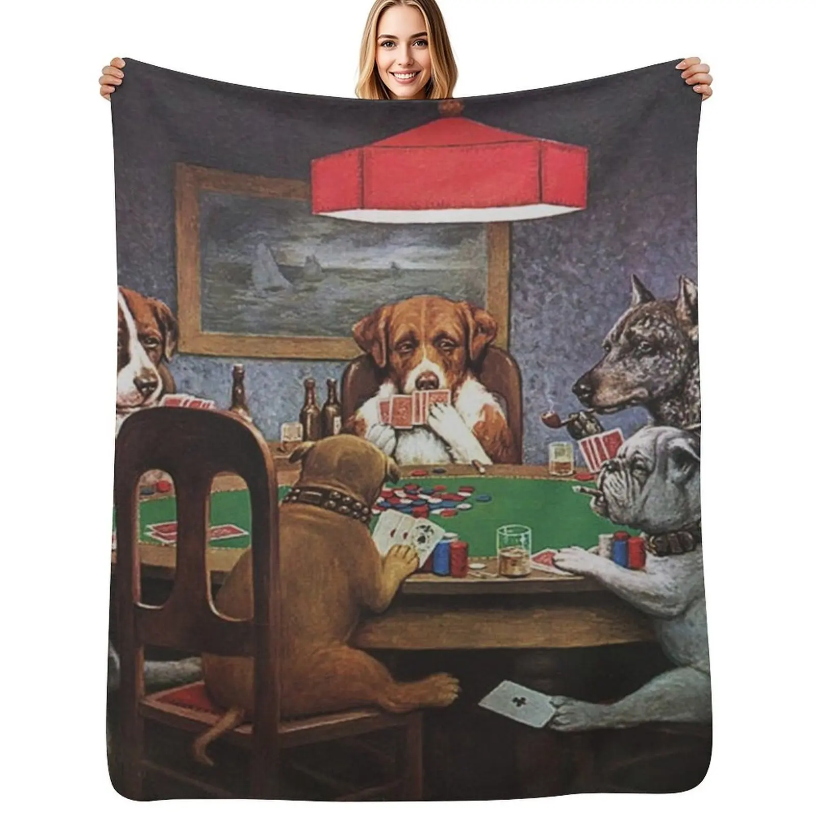 Dogs Playing Poker: A Friend In Need (High Resolution), C.M. Coolidge Throw Blanket cosplay anime Cute Plaid Hair Blankets