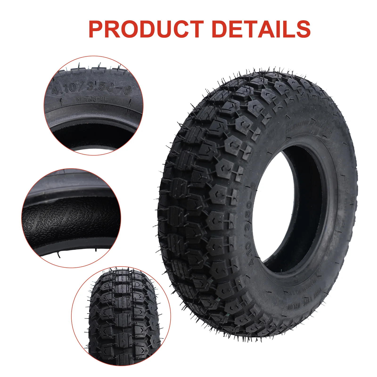 

High quality Tire Spare Black Elder Scooter Electric Go-Karts Minibike Parts Set Wear-resistant 13 Inch 4.10/3.50-6