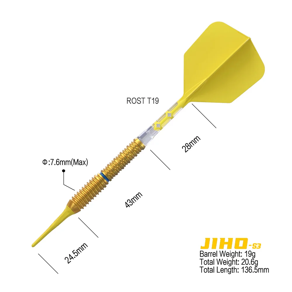 CUESOUL JIHO S3 19/21g Soft Tip 90% Tungsten Dart Set with Titanium Coated