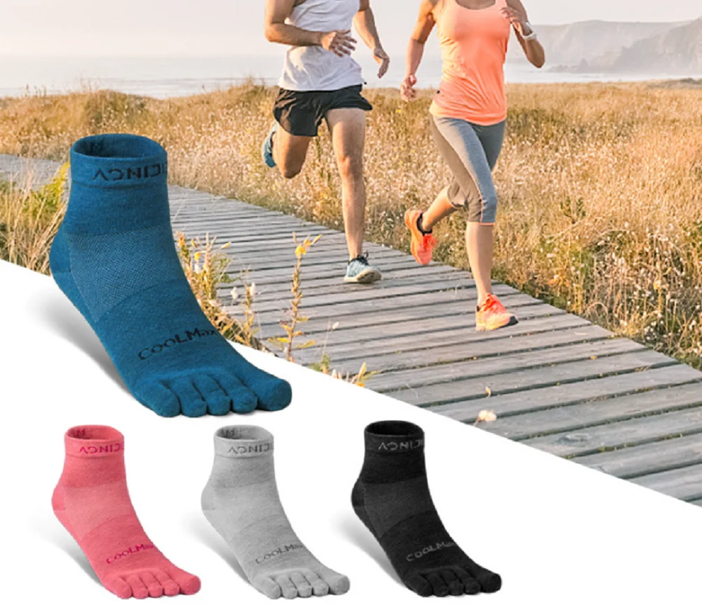 

1 Pair Lightweight Low Cut Athletic Socks Five Toed Barefoot Running Marathon Race Sports Breathable Anti Slip Soccer Socks