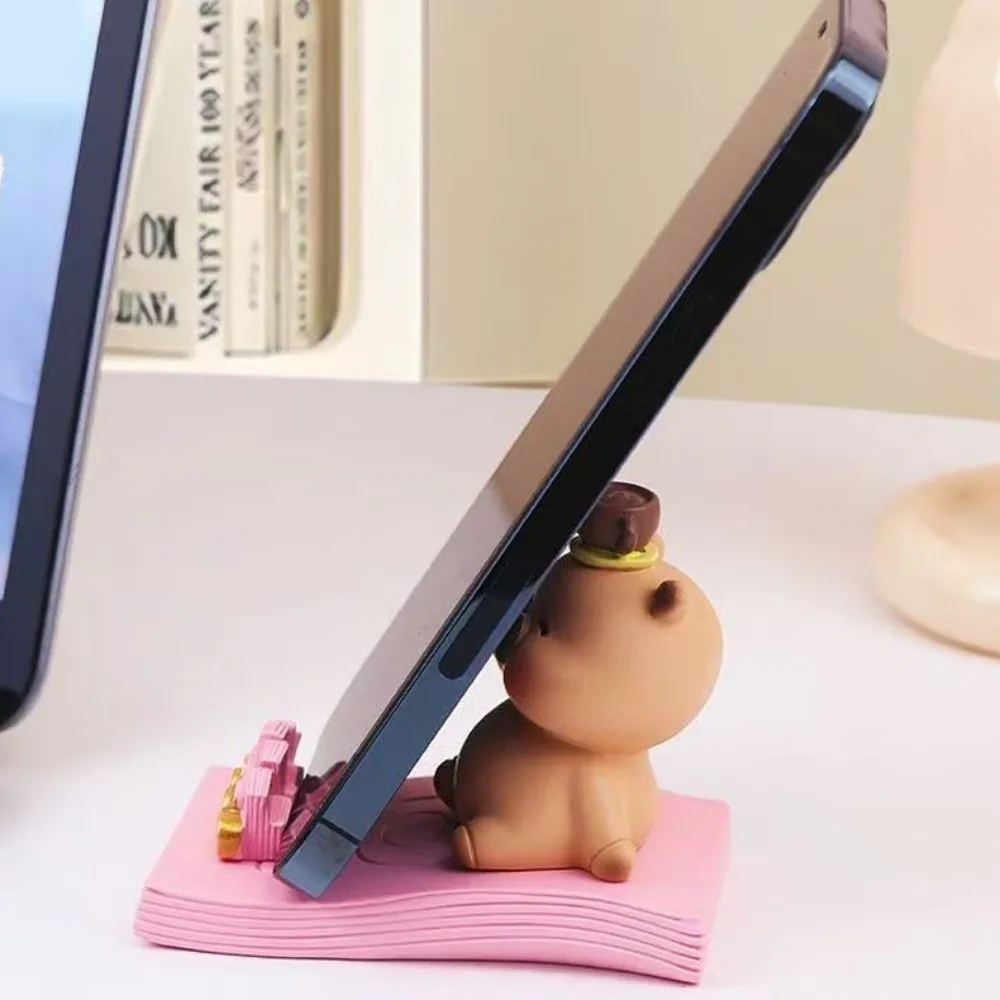 Figure Model Capybara Phone Holder Desk Decor Animal Capybara Mobile Phone Stand Cartoon Support Capybara Cell Phone Bracket
