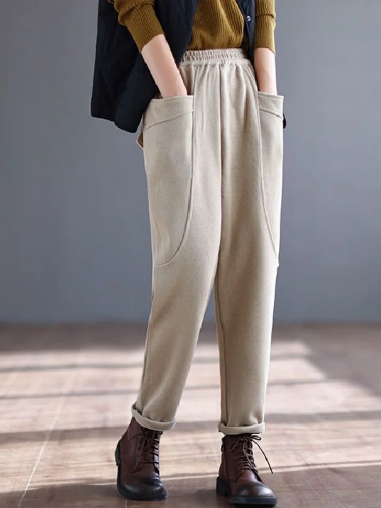 

Thiened Fce Autumn Winter Casual Pants Women's New Sle Sweatpants Loose Slimming Harlan Long Pants Sports Trousers