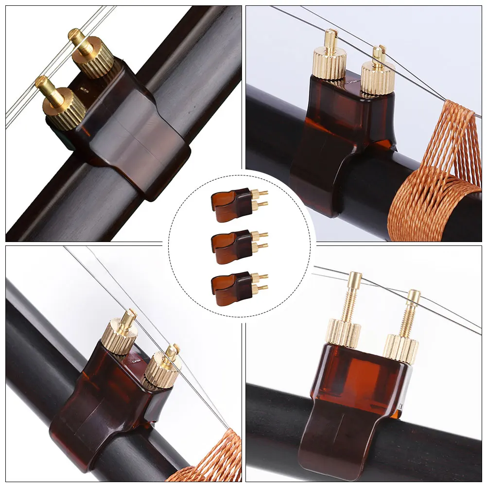 

3 Pcs Brass String Fine Erhu Accessories H62 Brass ABS Plastic Tuners Sensitive Quick Clamping Auto Precision