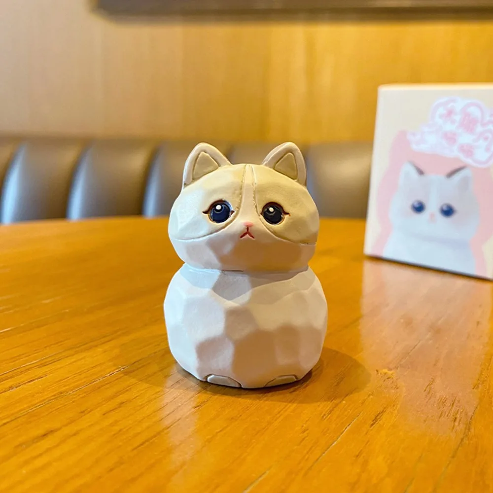 Kawaii Resin Cat Anime Figure Q Version Cat Family Cat Model Figurines Decoration Cute Kitten Toys Car Ornament