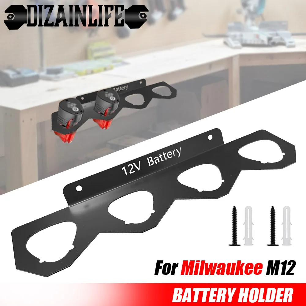

Battery Holders for Milwaukee M12 12V Battery Tool Storage Holders Wall Mount Battery Bracket Fixing Battery Mount Organizer