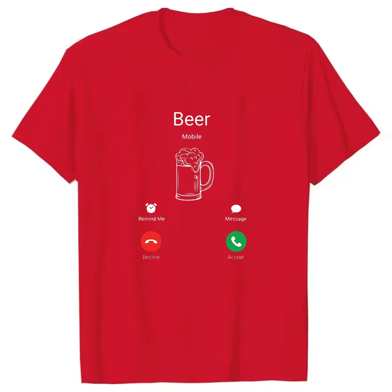 2026 New Beer Calls Print T Shirt Women Men Short Sleeve Tops Tee Summer Fashion Loose Casual Street T-shirt Simple Harajuku Top