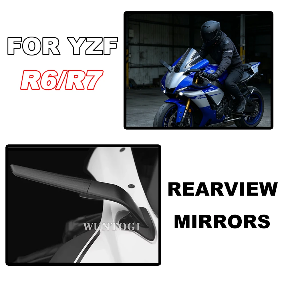 

For Yamaha YZF R7/R6 Invisible RotatableSide Mirror YZF R6 YZF R7 Rearview Mirror Motorcycle Accessories Fixed Wind Wing