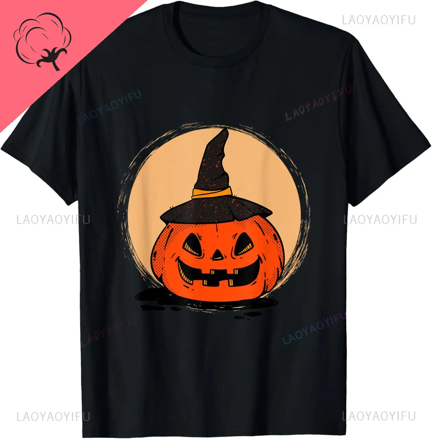 Jack O Lantern Face Pumpkin Scary Halloween Costume Funny T-Shirt Fashion Loose Hip Hop Man Tshirt Casual Streetwear Cotton Tees