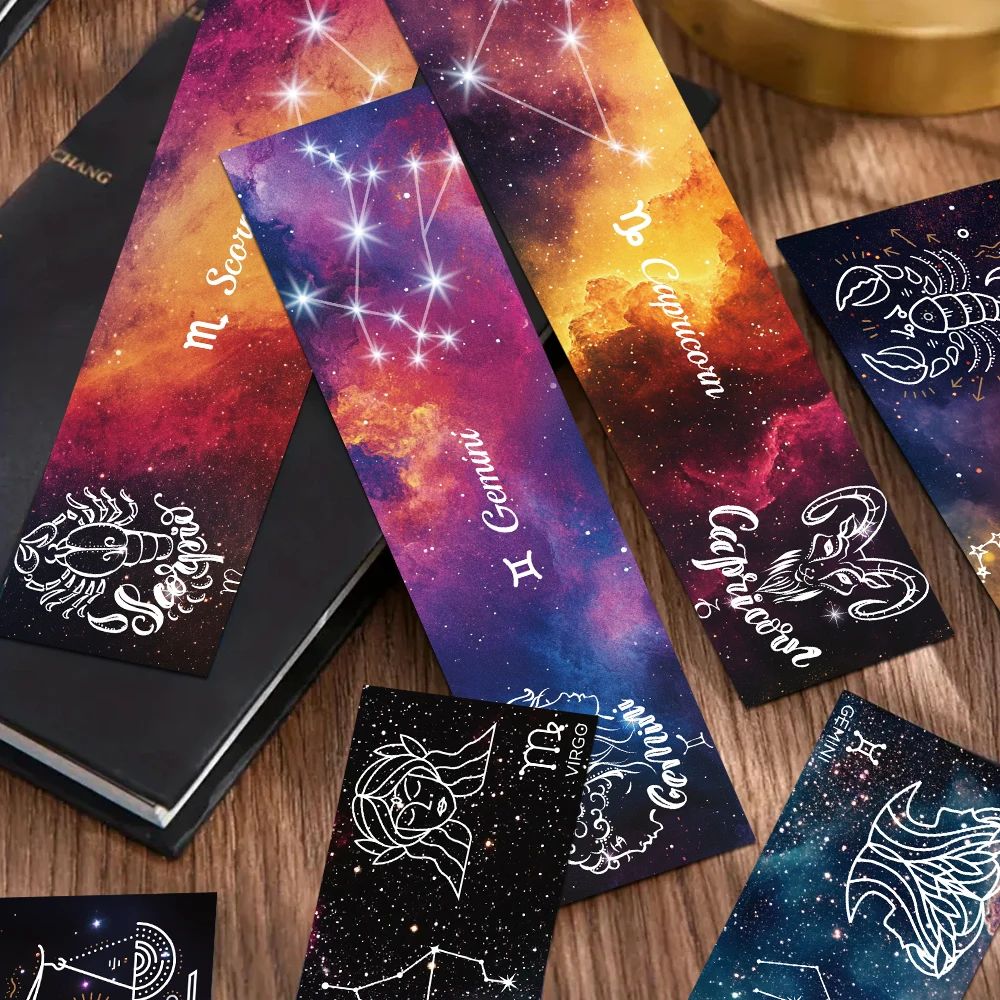 

30pcs Colorful Constellation Bookmarks Reading Pages Books Annotated Paper Card School Stationary Supplie Aesthetic Bookmarks