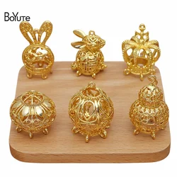 BoYuTe (10 Pieces/Lot) Metal Alloy Hollow Pendant Gourd Lantern Rabbit Crown Handmade Materials DIY Jewelry Retro Accessories