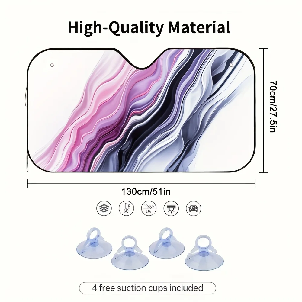 1pc Abstract Soundwave Pattern Car Sun Visor - Fit For All Vehicles, Reduces Sunburn Sensation, Maintains Comfortable Interior T