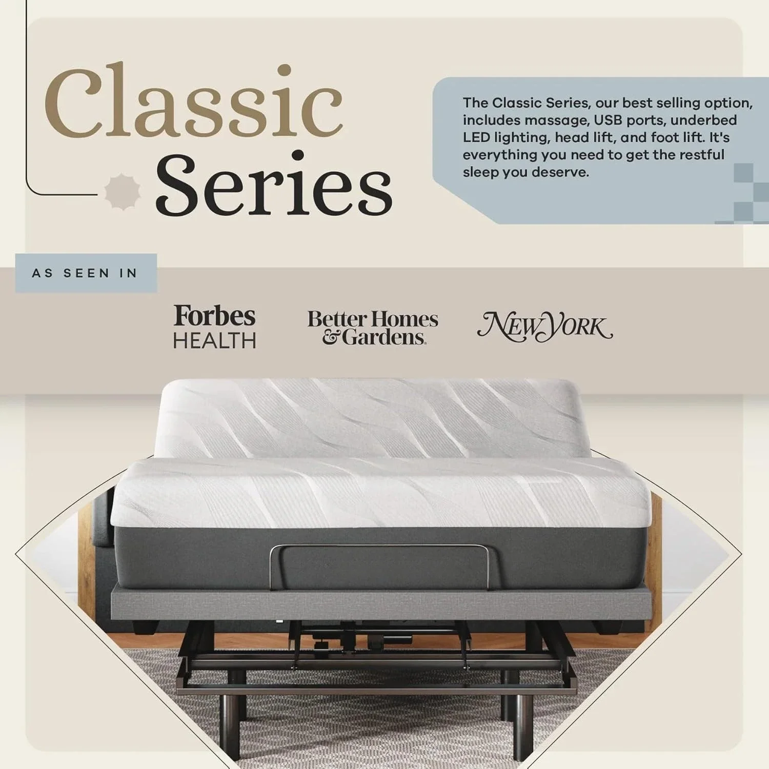 Classic Adjustable Bed Base Frame Hybrid Spring