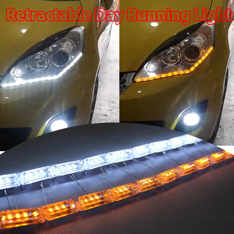 2pcs DRL Flexible Crystal LED Strip Daytime Running Lights Turn Signal Flowing Car Auto Front Headlamp 16led white/Amber